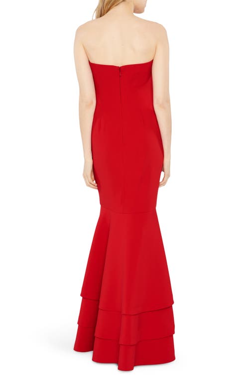 Shop Likely Levi Rosette Strapless Mermaid Gown In Scarlet