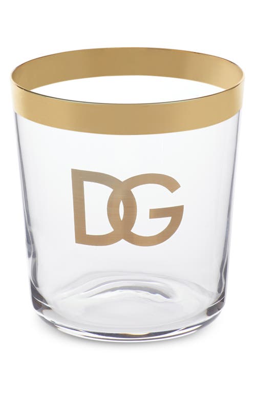Dolce & Gabbana Dolce&gabbana Dg Logo Set Of 2 Water Glasses In Tran/gold