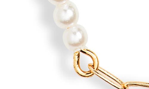 Shop Bp. Imitation Pearl Station Chain Necklace In Ivory- Gold