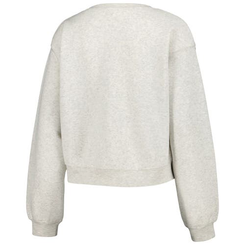 Zoozatz Oatmeal Ohio State Buckeyes Core Chenille Cropped Pullover Sweatshirt In Oatmeal