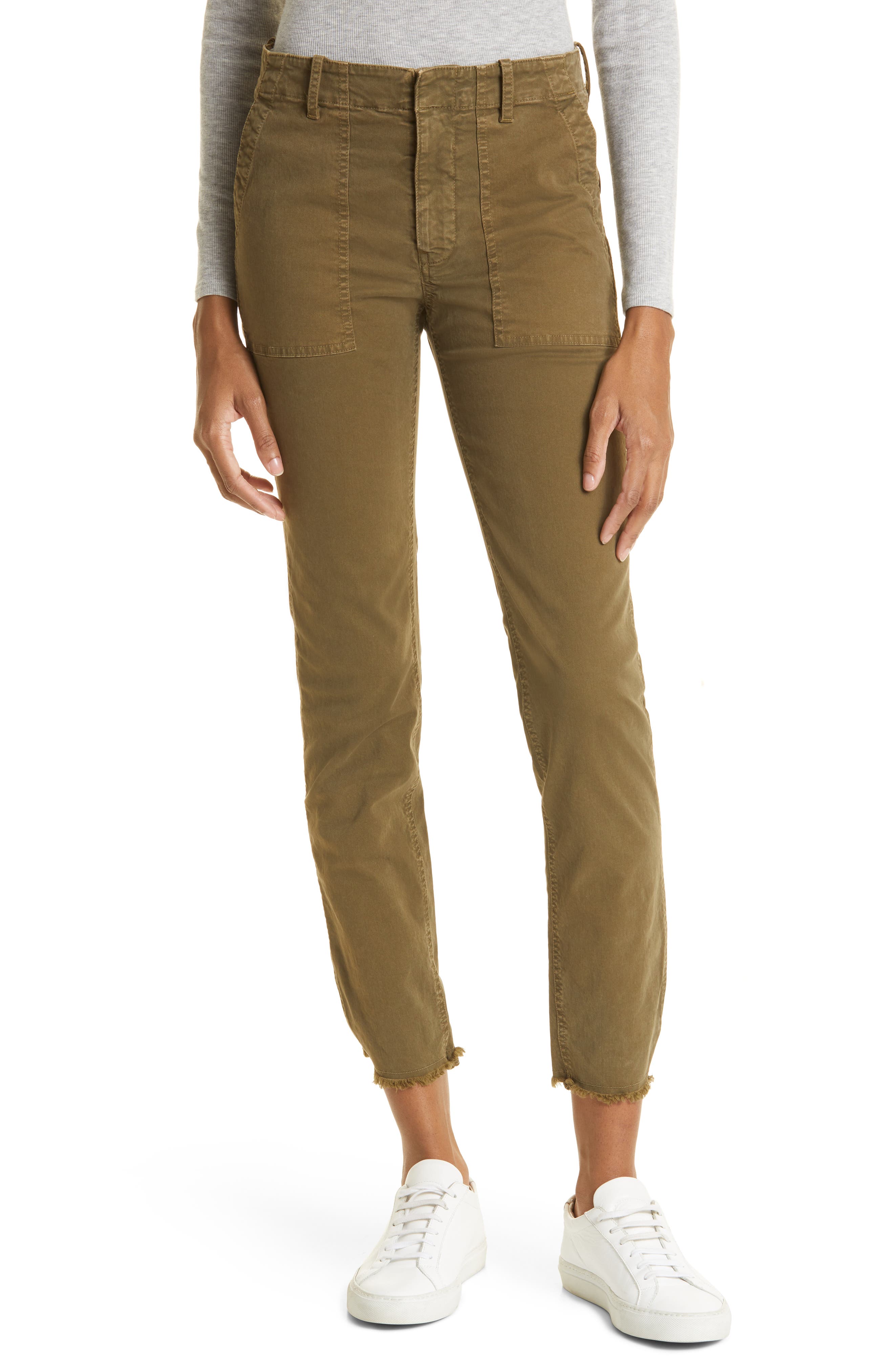 Slacks and Chinos Capri and cropped trousers Nili Lotan Cotton Cropped Military Pant in Green Womens Clothing Trousers 