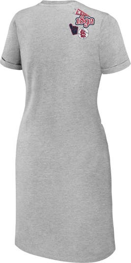 Women's Wear by Erin Andrews Heather Gray St. Louis Cardinals Knotted T-Shirt Dress Size: Small
