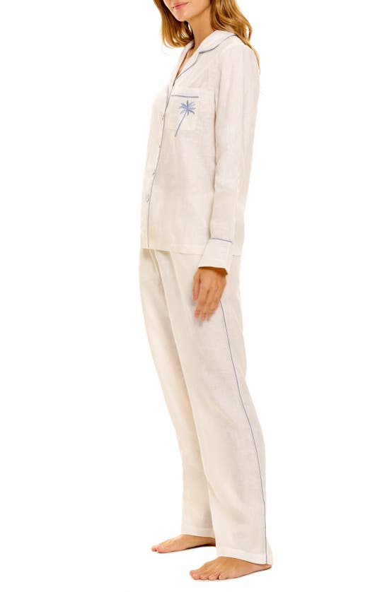 Shop The Lazy Poet Emma Linen Pajamas In White Linen
