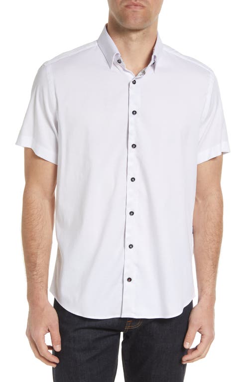 Men's Stretch Short Sleeve Button-Up Shirt in White