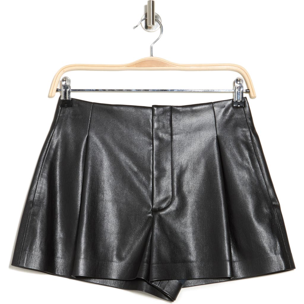 Alice And Olivia Alice + Olivia Steffie Faux Leather Paperbag Shorts In Black