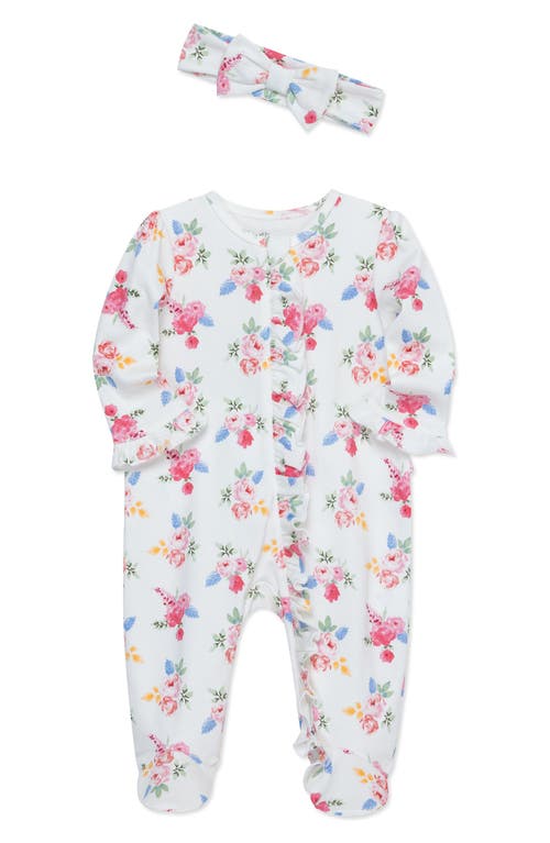 Shop Little Me Floral Cotton Footie & Headband Set