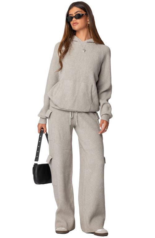 Shop Edikted Wynter Low Rise Drawstring Cargo Sweater Pants In Gray-melange