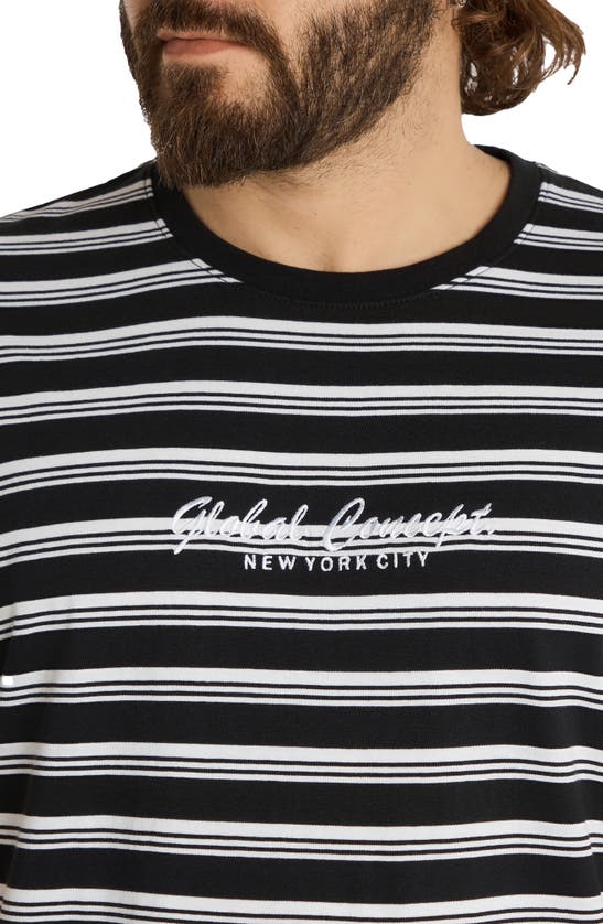 Shop Johnny Bigg Global Variegated Stripe Longline T-shirt In Black