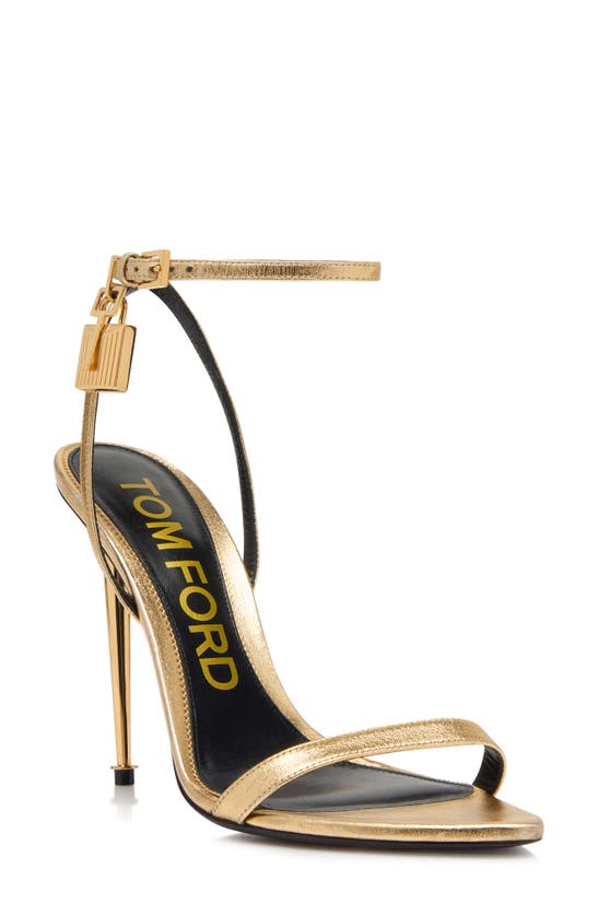 Tom Ford Padlock Naked Metallic Pointy Toe Sandal In 1y004 Gold