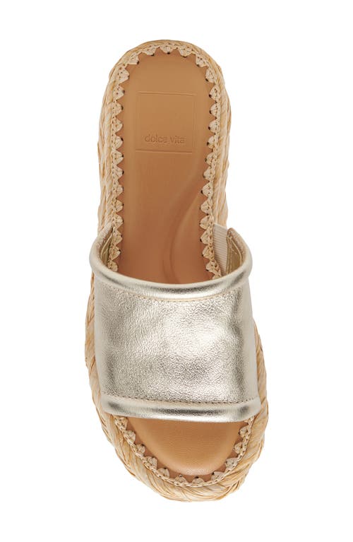 Dolce Vita Chavi Platform Slide Sandal In Light Gold Metallic Leather