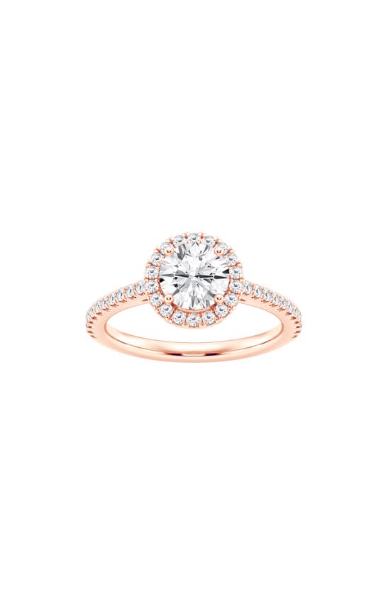 Badgley Mischka Collection Round Cut Lab Created Diamond Halo Pavé Ring In Pink