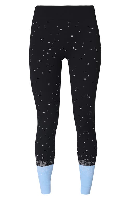 Sweaty Betty Snowflake Jacquard Base Layer Leggings In Blue Snowflake Jacquard