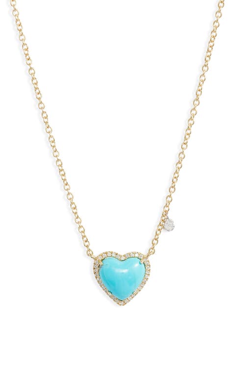 Meira T Turquoise & Diamond Heart Pendant Necklace in Yellow at Nordstrom