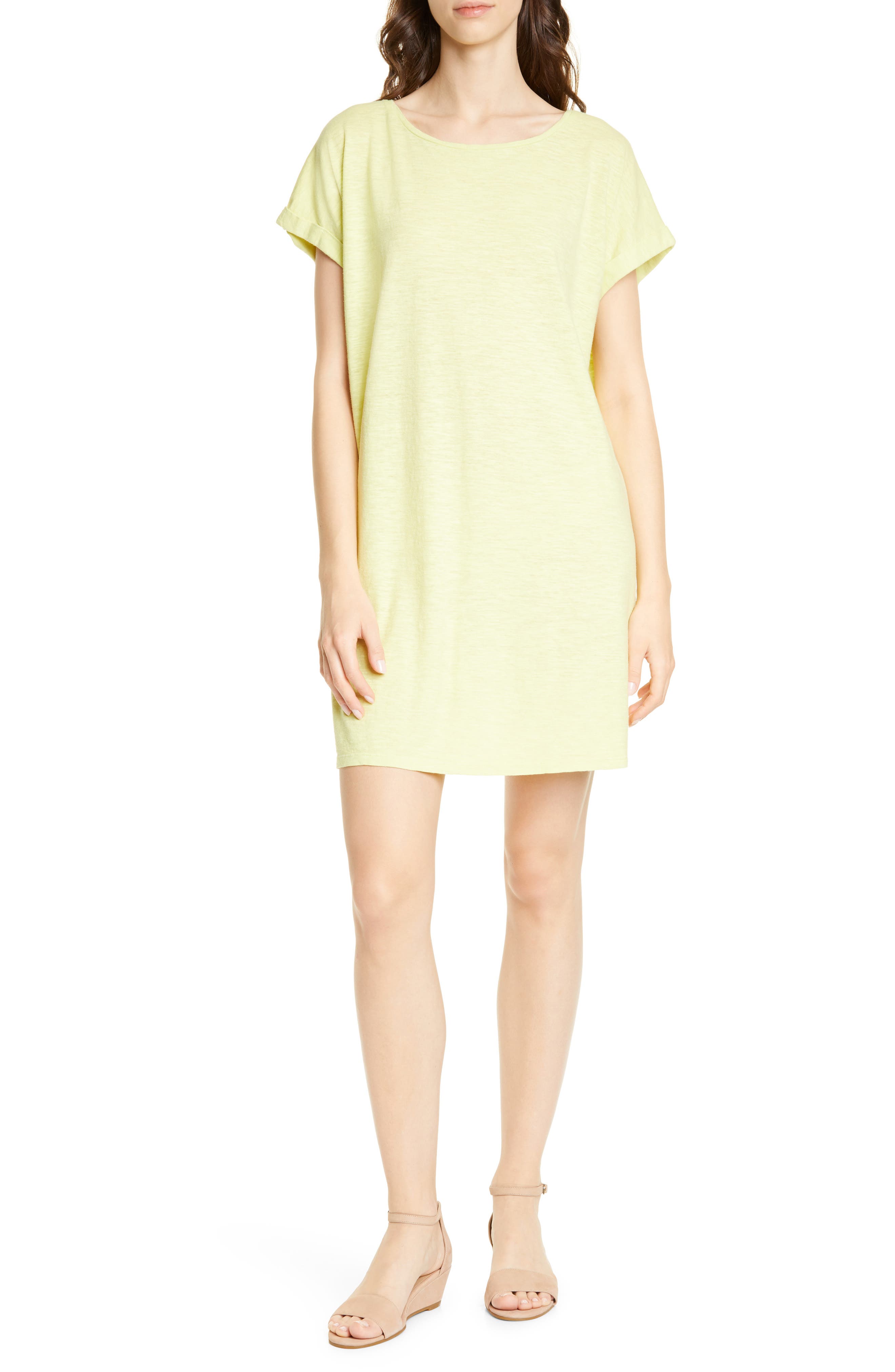 Eileen Fisher Hemp & Organic Cotton Knit Shift Dress, Green