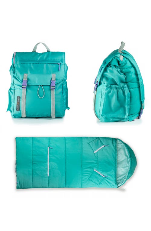 Mimish Kids' Sleep-n-pack Water Repellent Sleeping Bag Backpack In Teacup Teal Shell/light Teal