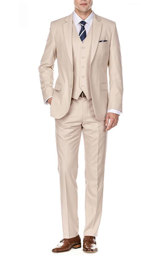 Braveman Premium Slim Fit 3-piece Suit In Light Beige