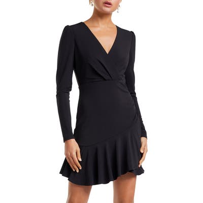 Ever New Rumi Asymmetrical Long Sleeve Skater Dress, Black