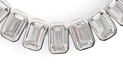 Shop Shymi Emerald Cut Tennis Necklace In Silver/white