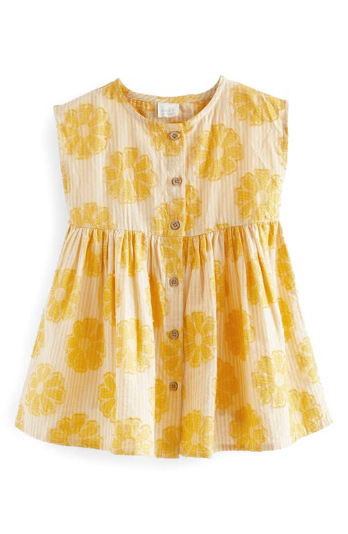 Shop Next Kids' Floral Jacquard Sleeveless Dress In Yellow