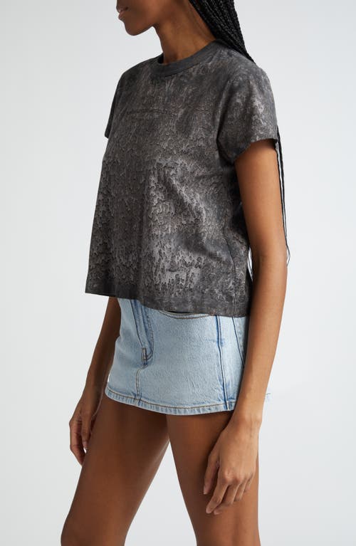 Shop Alexander Wang Logo Debossed Splatter Print Shrunken T-shirt In Steel Grey Splatter