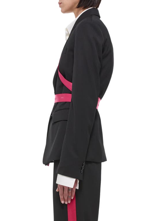 Shop Helmut Lang Seat Belt Virgin Wool Blazer In Black/fuschia