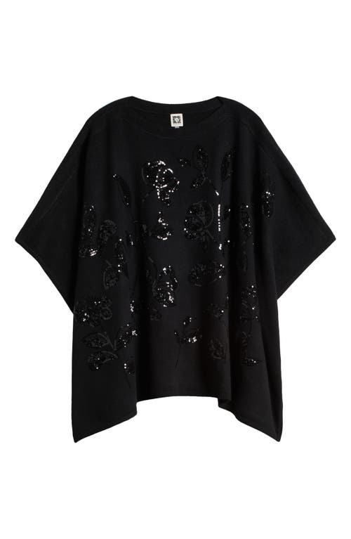 Shop Anne Klein Floral Sequin Poncho In Anne Black