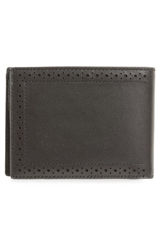 Shop Cole Haan Brogue Leather Passcase In Black