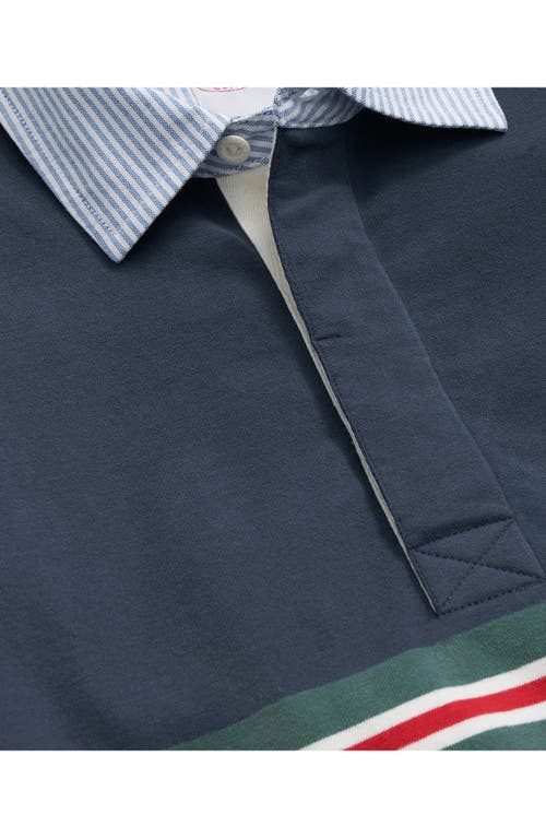 Shop Brooks Brothers Stripe Cotton Kangaroo Pocket Rugby Shirt In Navy Multi