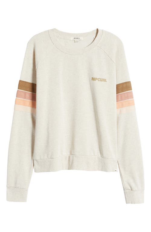 Rip Curl High Tide Stripe Raglan Sleeve Sweatshirt In Oatmeal Marle