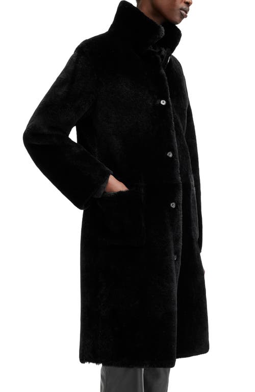 Shop Allsaints Serra Reversible Genuine Shearling Coat In Black