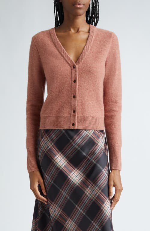 Shop Vince Boiled Cashmere Cardigan In Heather Vintage Rose