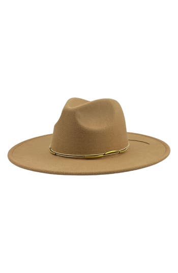 Marcus Adler Metal Trim Felt Fedora In Camel