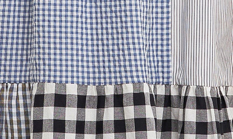 ENGLISH FACTORY ENGLISH FACTORY PATCHWORK GINGHAM MIDI DRESS