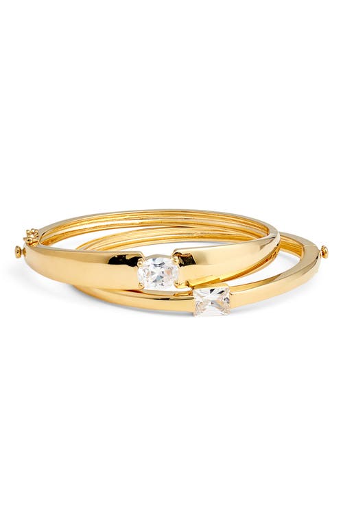 Shop Nordstrom Set Of 2 Cubic Zirconia Bangles In Clear- Gold