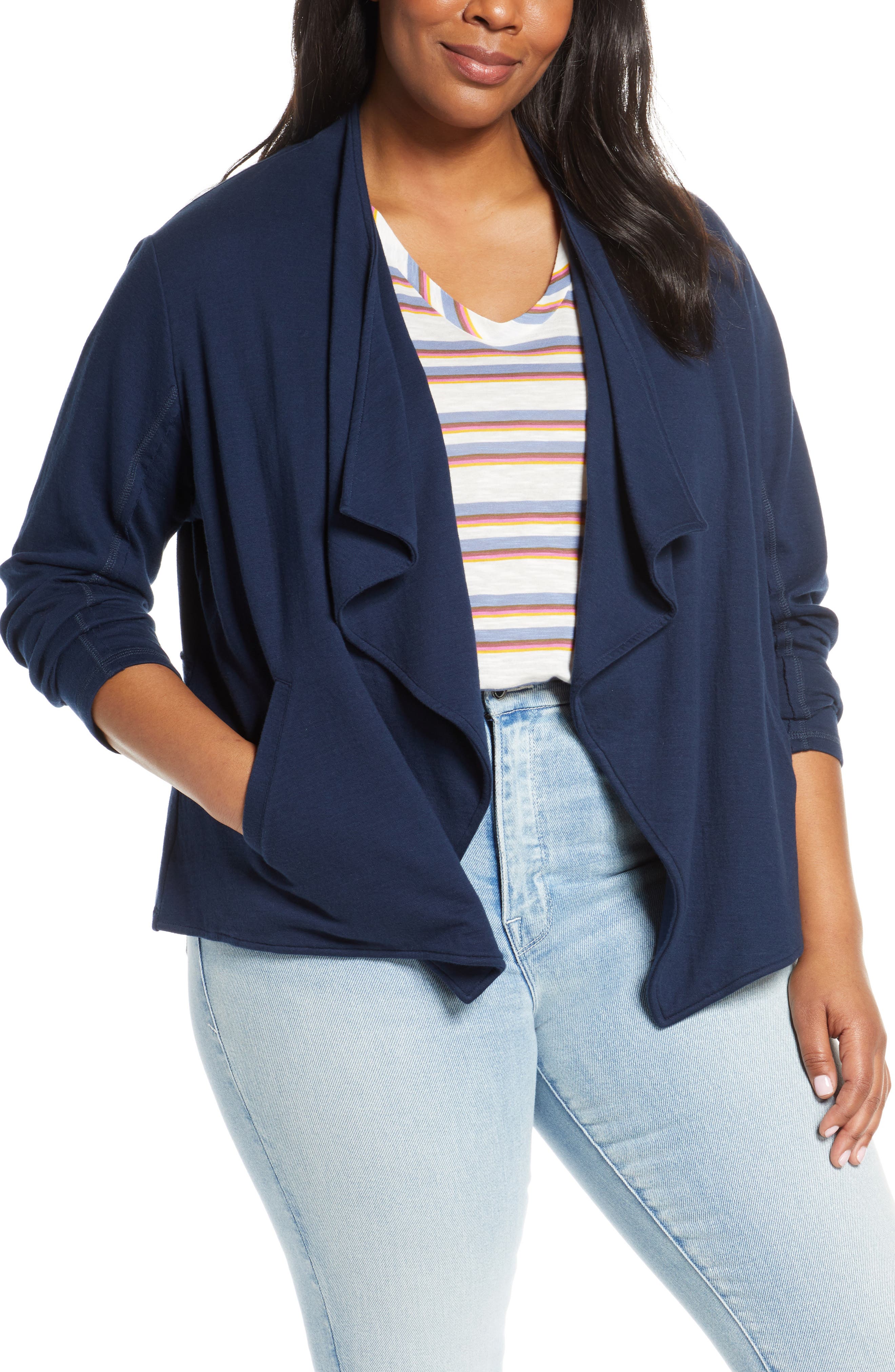 plus size navy blue jacket