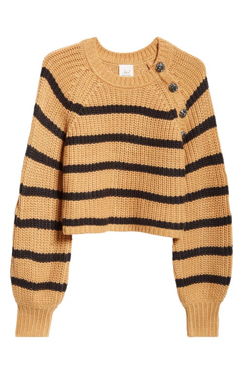 Shop Cinq À Sept Stripe Shaker Stitch Crop Sweater In Camel/black