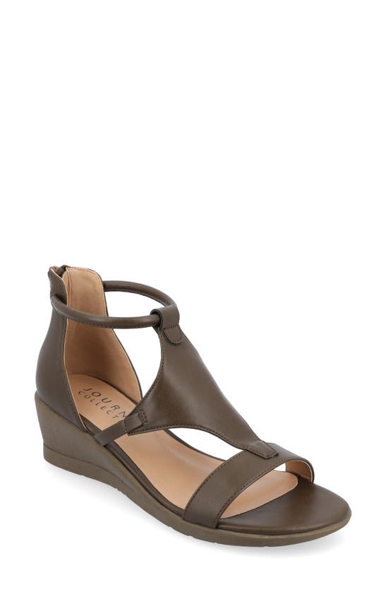 Shop Journee Collection Trayle Wedge Sandal In Olive