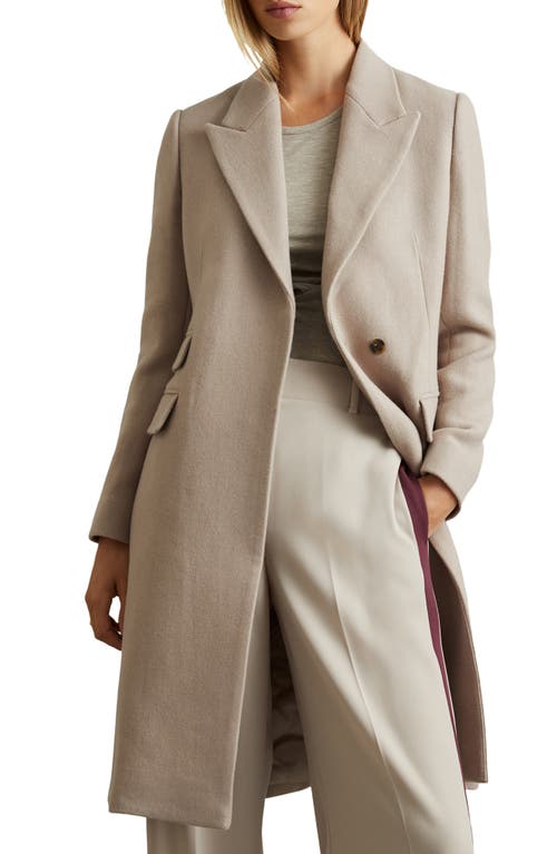 Shop Reiss Louis Wool Blend Coat In Stone