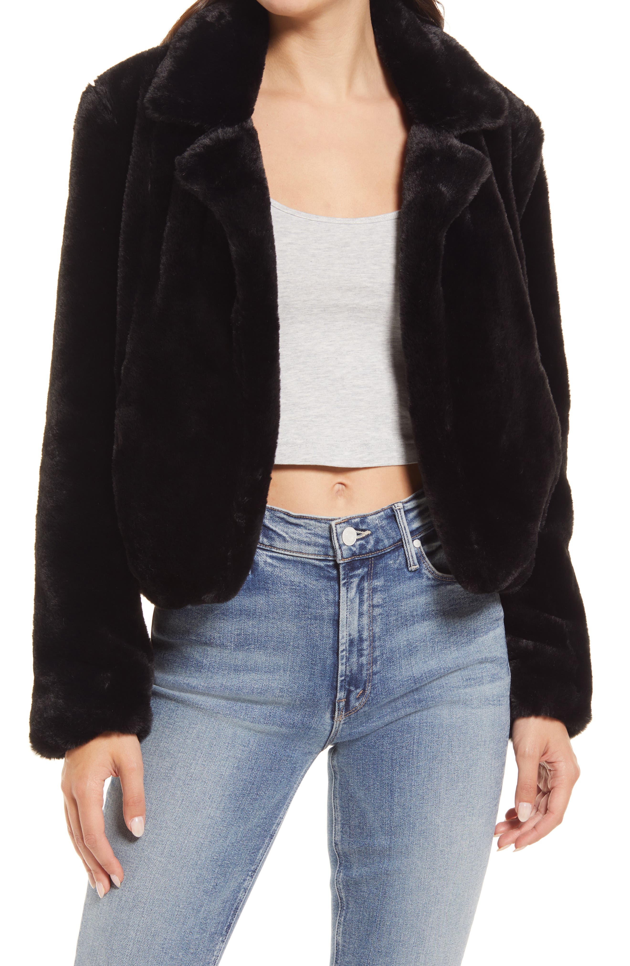 faux fur crop top jacket