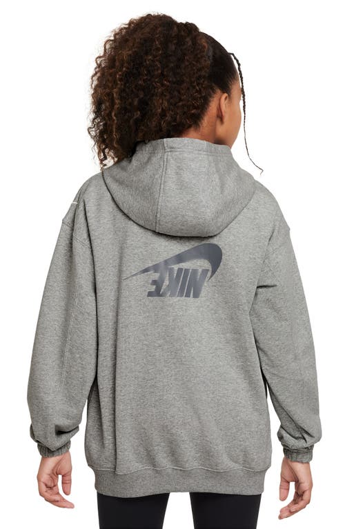 Shop Nike Kids' Sportswear Dri-fit Graphic Zip-up Hoodie In Dark Grey Heather