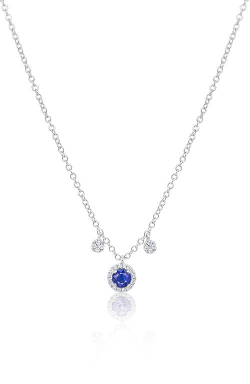 Meira T Dainty Blue Sapphire & Diamond Pendant Necklace in White Gold at Nordstrom, Size 18