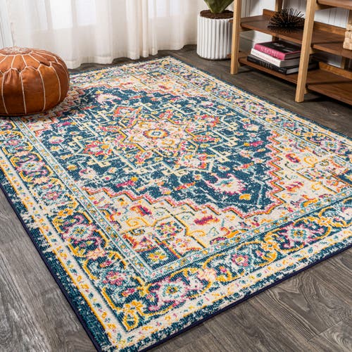 Jonathan Y Brooklyn Geometric Medallion Area Rug In Blue/beige