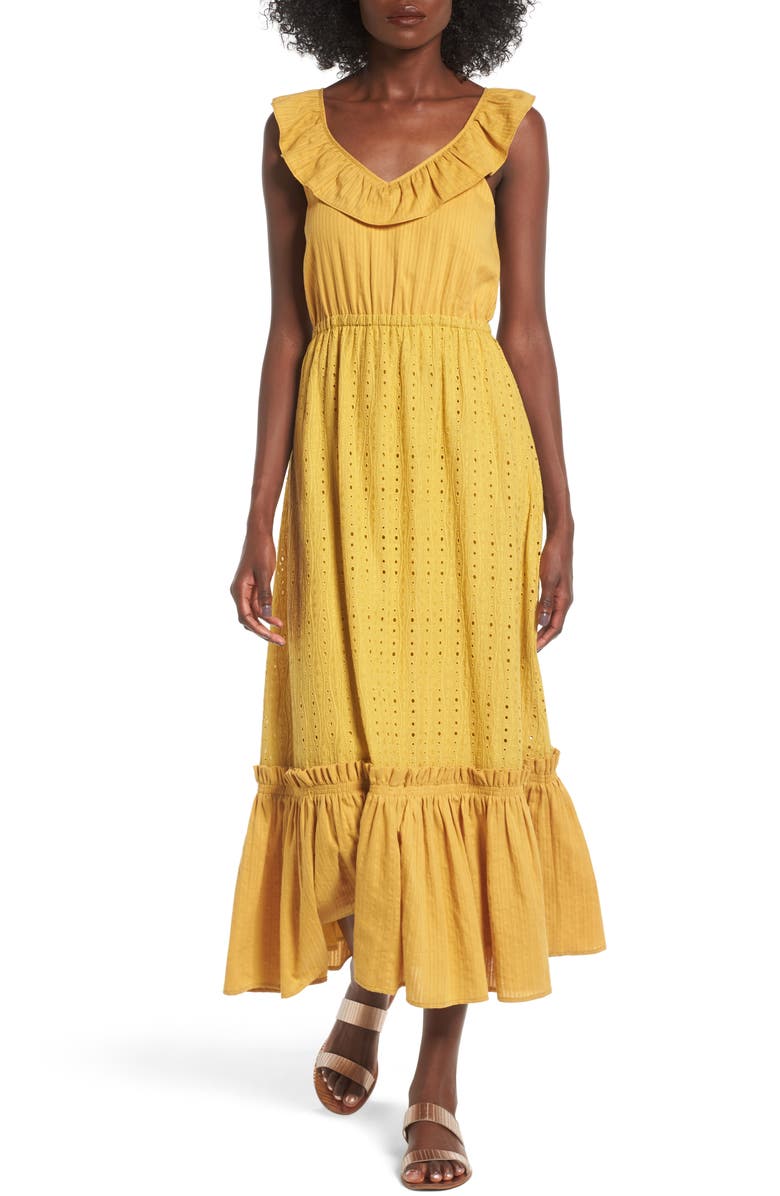 MOON RIVER Eyelet Midi Dress | Nordstrom