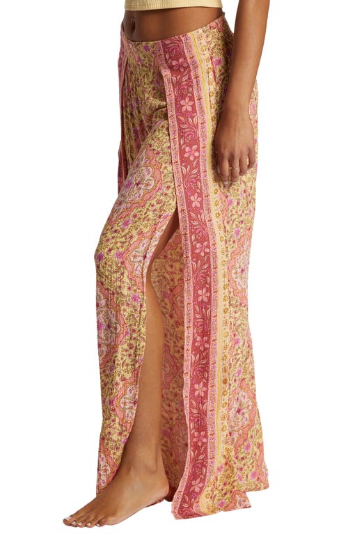 Shop Billabong Split Spirit Floral Wide Leg Pants In Pale Yellow