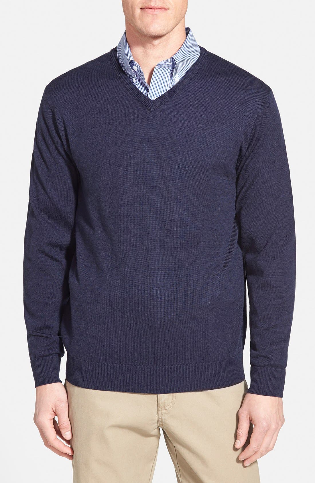 collared shirt with v neck sweater