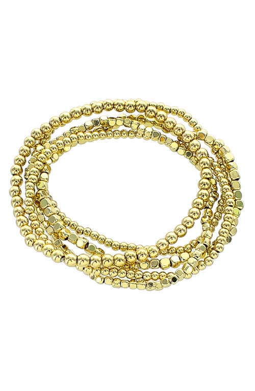 Panacea Set of 5 Beaded Stretch Bracelets in Gold at Nordstrom