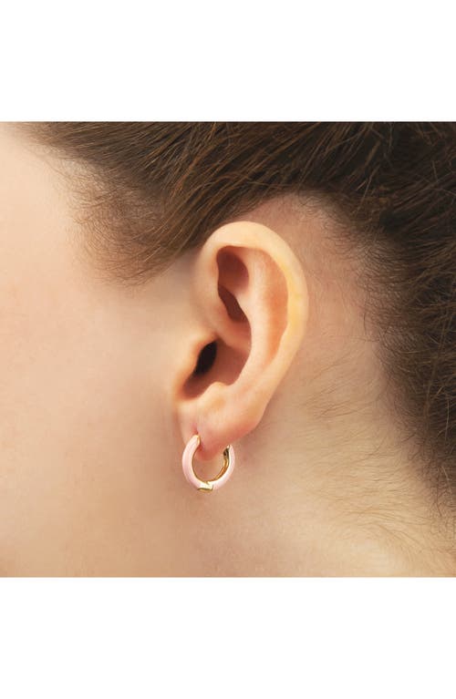 Es Jewelry Enamel Huggie Hoop Earrings In Light Pink Enamel