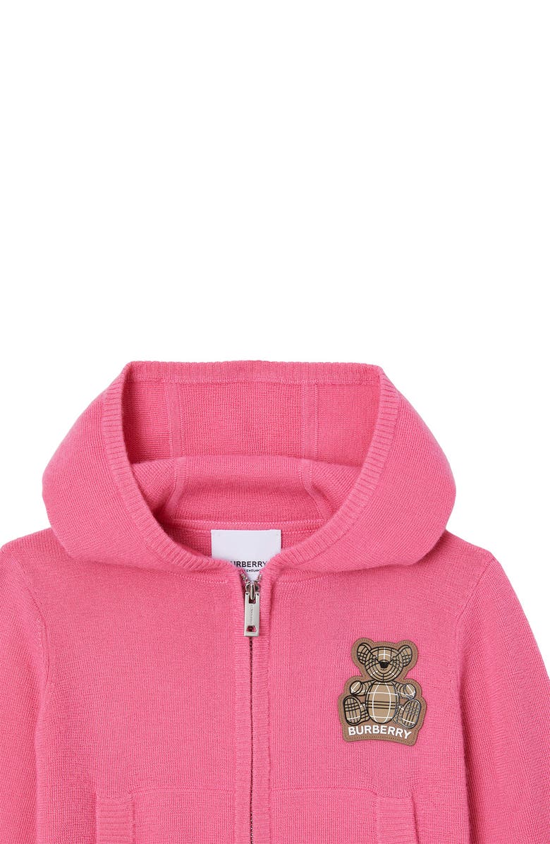 Burberry Kids' Hooded Teddy Bear Logo Patch Cashmere Zip Sweater | Nordstrom