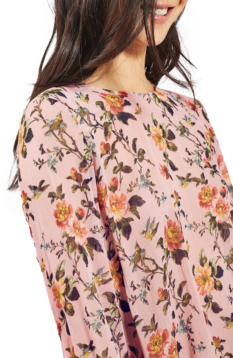 TOPSHOP Floral Trumpet Sleeve Blouse, Main, color, PINK MULTI