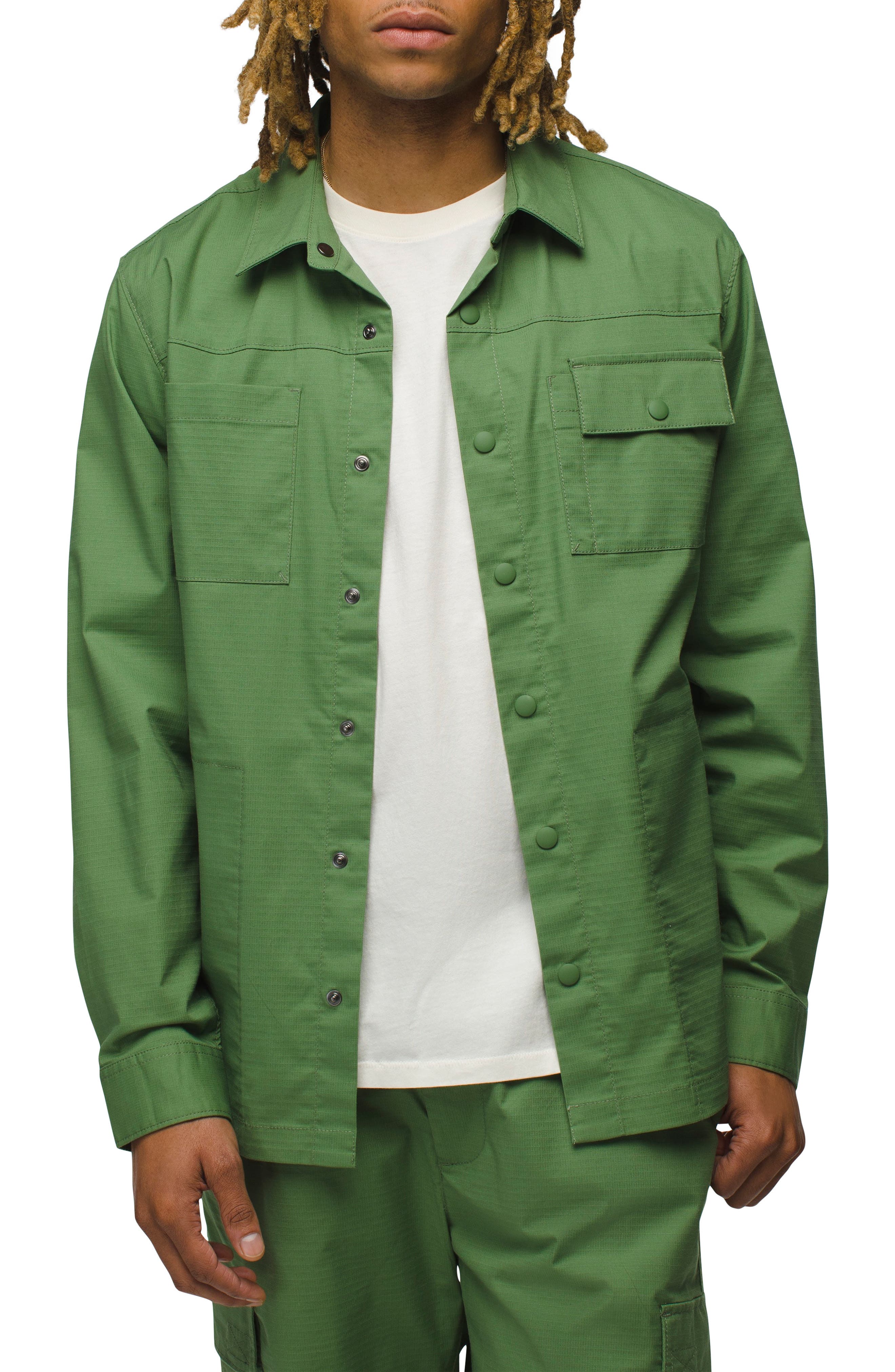 prAna Palisades Ripstop UPF Snap Front Field Shirt in Ivy 